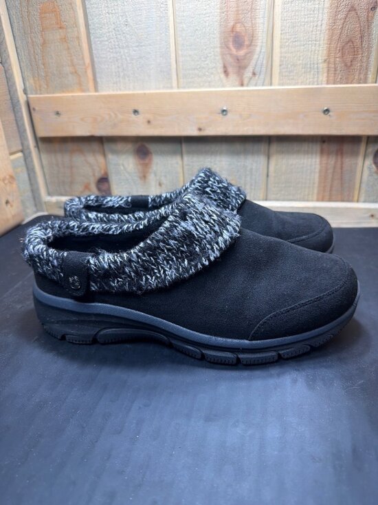 Skechers Shoes - Skechers Womens 11 W Wide Black Slip On Mule Knit Sweater Collar Clogs 167263W